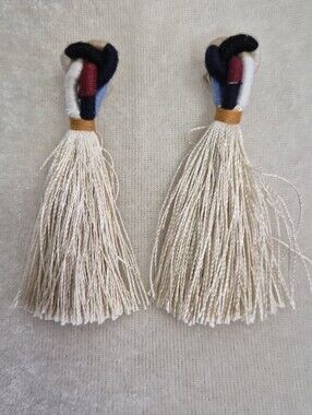 Noonday Collection Multicolor Knotted Cord Fringe Tassel Earrings Boho Style
